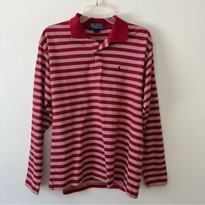 Men's POLO Ralph Lauren Long Sleeve Shirt XL Red Stripes Preppy